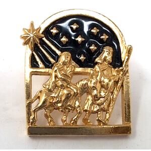 VTG Avon Jewelry Christmas Brooch Pin Mary‎ Joseph Star of Bethlehem Gold Tone